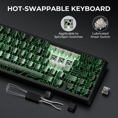 XVX M67 JadeStone Black Wireless Mechanical Keyboard With IMD-Tech Keycaps Tri-Mode Tech Topographic Keyboard Gasket Design