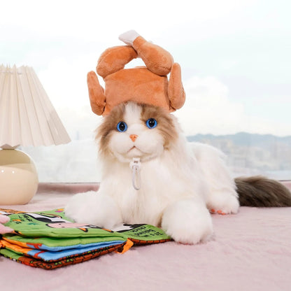 Cute Cat Turkey Hat Funny Hand-made Puppy Caps Pets Halloween Party Cosplay Headwear Adjiustable Cat Hat Hair Decoration