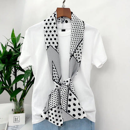 Men's Long Small Silk Scarves with Suits Spring Autumn New Fashionable Versatile Decorative Korean Version Thin  Narrow Scarves