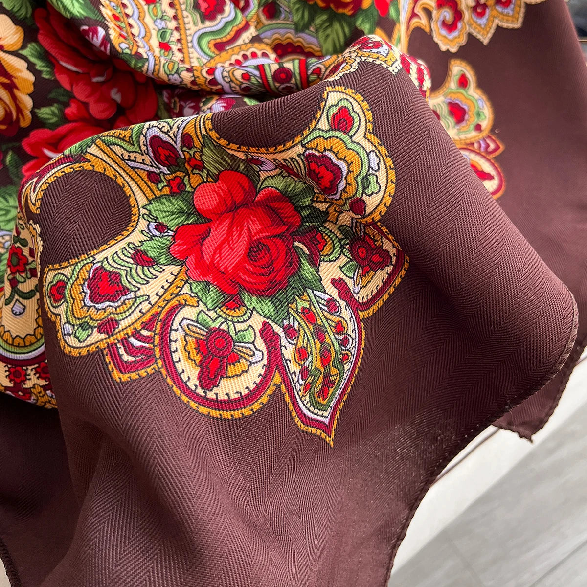 Women Russian Floral Scarf Ethnic Style Square Bandana Head Scarves Ladies Handkerchief Headband Silk Scarf Hair Wraps 2025