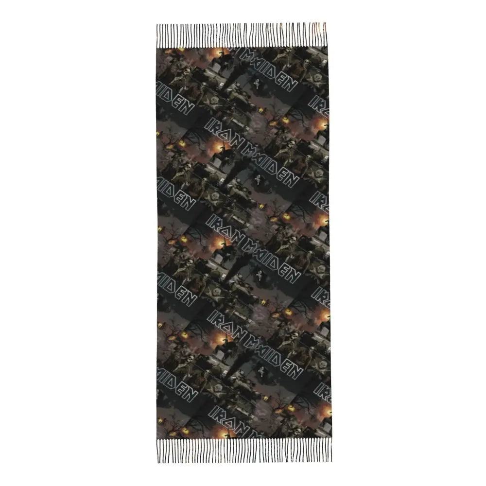 Custom Female Large British Heavy Metal Rock Iron Maidens Scarves Women Winter Soft Warm Tassel Shawl Wraps Scarf
