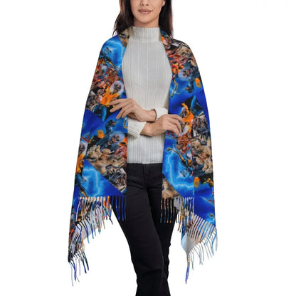Custom Female Large British Heavy Metal Rock Iron Maidens Scarves Women Winter Soft Warm Tassel Shawl Wraps Scarf