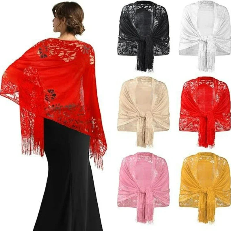 Women's Scarves Classic Openwork Lace Scarves Bridesmaids Evening Dresses Shawls Wedding Dresses Prom Shawls Girls