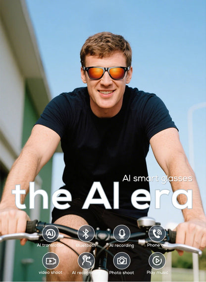 Smart Glasses 100W Camera Anti-shake Video Recording Music Control Photo Recognition Bluetooth Call Sports Sunglasses Waterproof