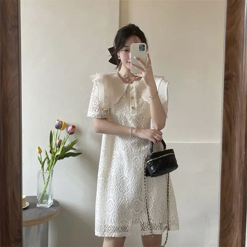 Female Dresses White Formal Women's Dress Occasion Birthday Kawaii Lace Clothing Y2k Fashion Summer 2025 Elegant and Beautiful