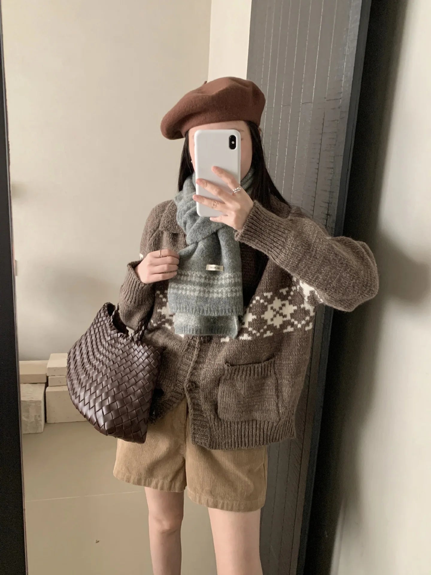 Women's Scarves Korean Retro Fair Island Simple Sweet Versatile Kawaii Wool Winter Thicked Warmth Comfortable High Quality Scarf