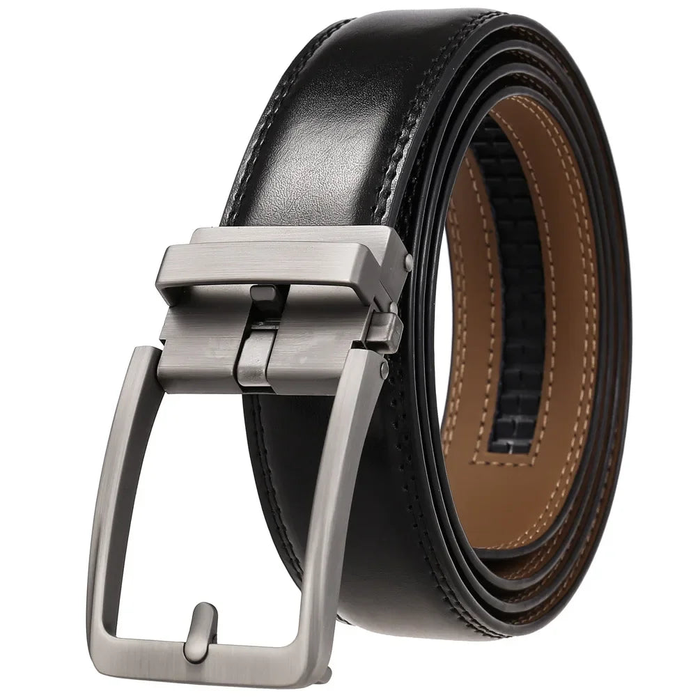 Click Belts for Men Luxury Brand Designer Automatic Buckle Real Original Genuine Leather Men's Belt Male Jeans Waist Straps
