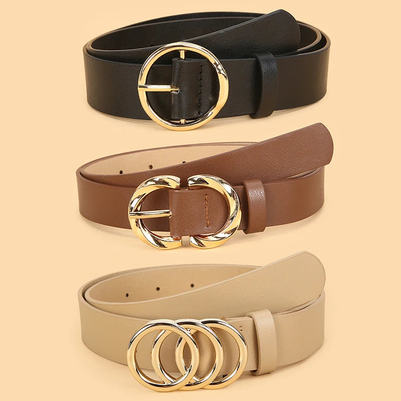 3pc New Women'S Minimalist and Stylish Versatile Belts, Classic Belts for Jeans and Dresses, Solid Color Elegant Belts