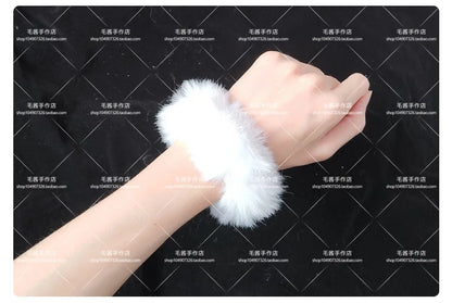 Anime accessories White Fur Hair Ring Japanese Girl Lolita Double Horsetail Hair Ornament Hair Rope kawaii accessories