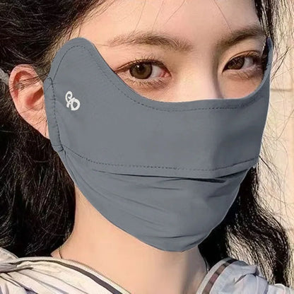 Sunscreen Face Scarf Thin Ice Silk Mask Summer Cover Veil Eye Protection Gini Golf Pattern Randomly On The Left Or Right Faces