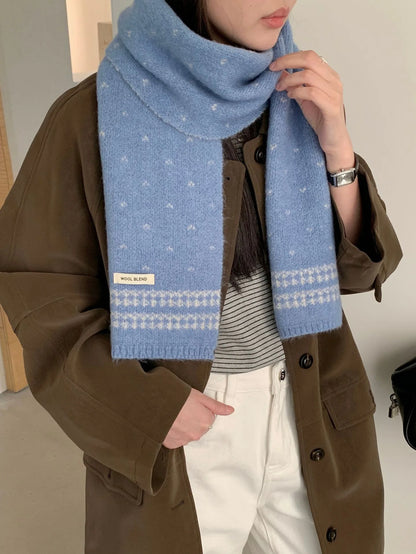 Women's Scarves Korean Retro Fair Island Simple Sweet Versatile Kawaii Wool Winter Thicked Warmth Comfortable High Quality Scarf