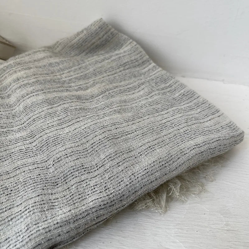 Scarf Women's Autumn Literary and Artistic Fresh and Versatile Contrasting Color Striped Texture Same Cotton Linen Thin Shawl