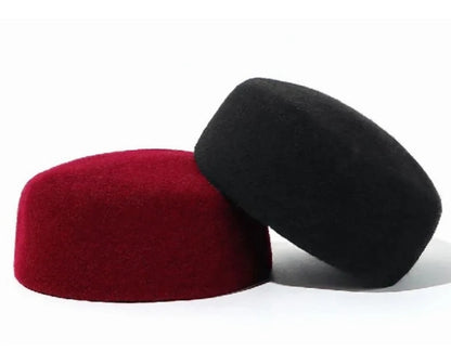 Muslim Hats for Men Red Black Berets Real Wool Elegant Headwear Islamic Hijabs Dancing Party Outdoor Prayer Caps African Hat