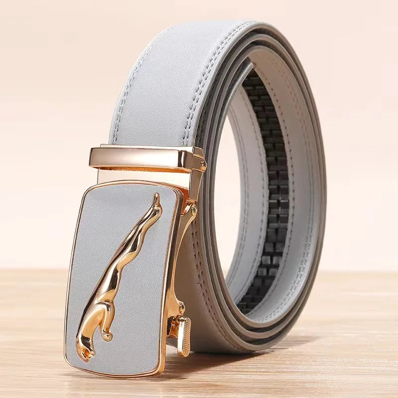 Men's Genuine Leather Belt Automatic Buckle Women Strap Fashion Versatile Younth Female Male White Black Red Pants Belts