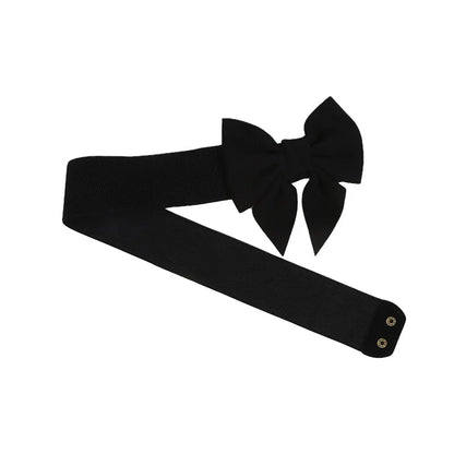 1PC New Fashion Elegant Large Bow Elastic Belts for Women Wide Side Belt Dress Female Jeans Waistband Trouser Accessory