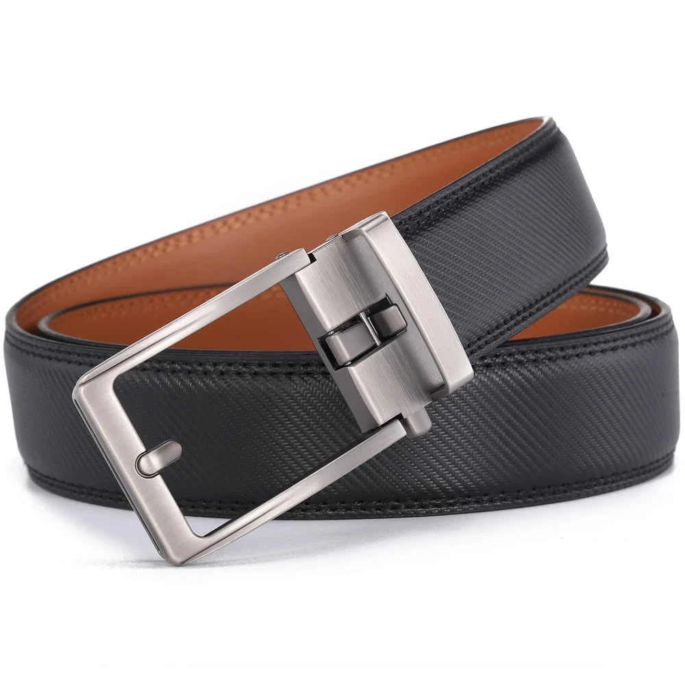 Click Belts for Men Luxury Brand Designer Automatic Buckle Real Original Genuine Leather Men's Belt Male Jeans Waist Straps