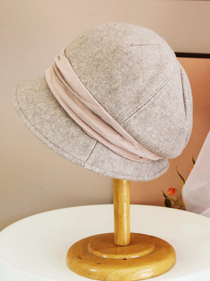 Hats for women in autumn and winter versatile woolen hats Japanese retro elegant temperament celebrity fisherman hat warm wide b