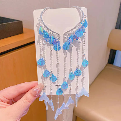 Baby Girls Cute Mermaid Princess Pearl Tassel Bow Forehead Chain Hair Clip Children Hair Accessories Girls Super Hair Clip TM04