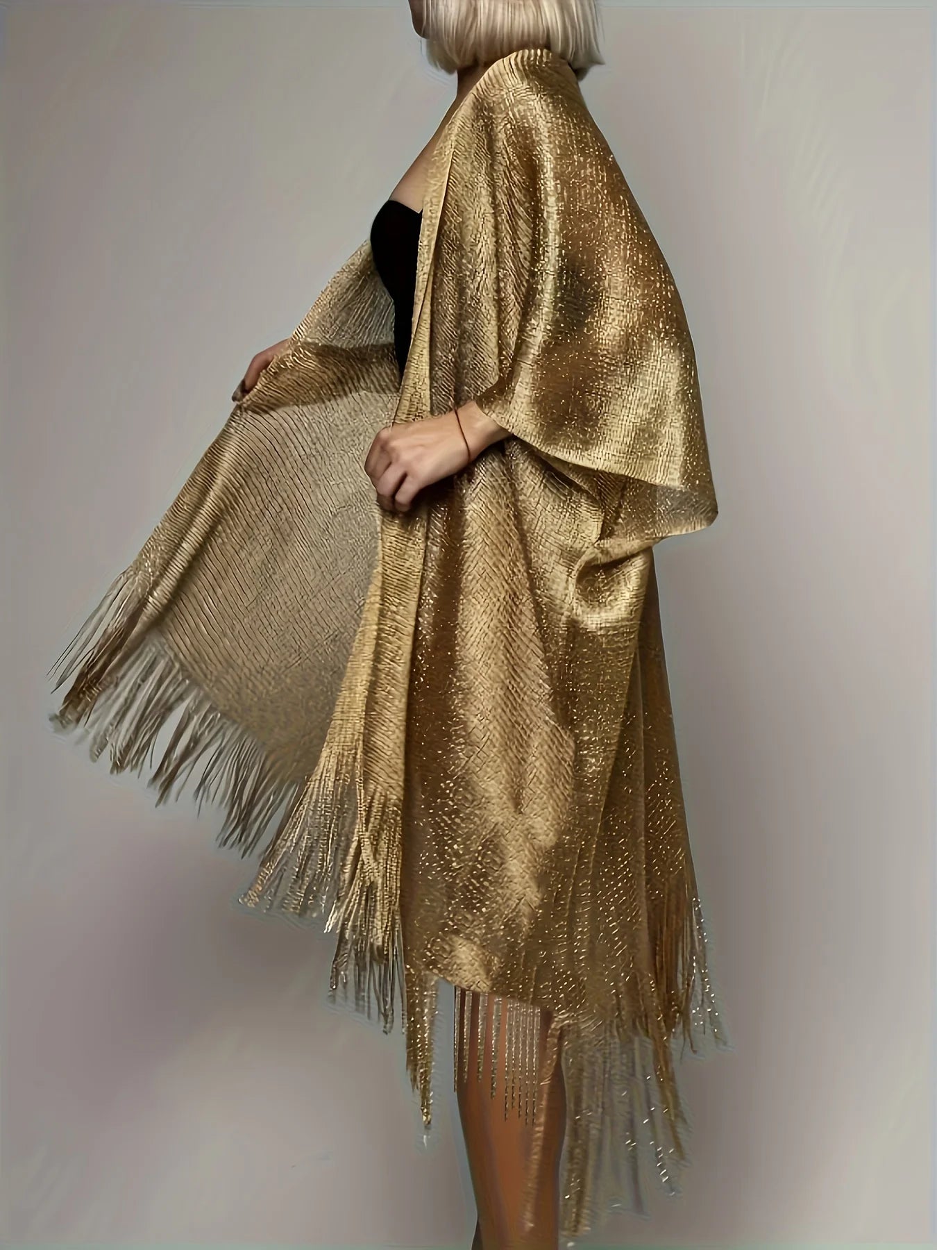 Sexy Fashion Banquet Sunscreen Shawl Gold Silver Shiny Scarves For Women Lace Tassel Party Evening Dress Scarf