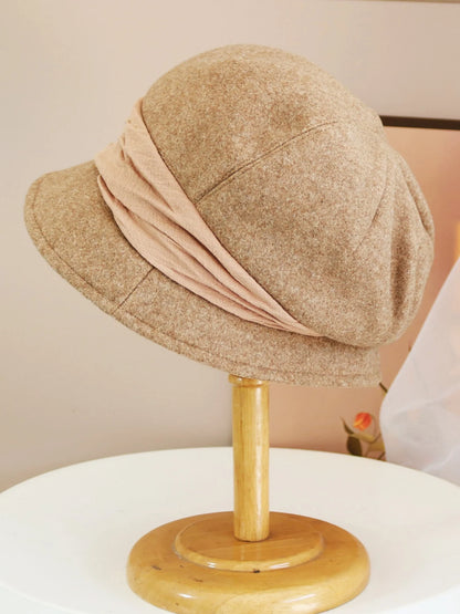 Hats for women in autumn and winter versatile woolen hats Japanese retro elegant temperament celebrity fisherman hat warm wide b