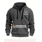 Honda Motorcycle Hoodie for Men Fashionable Men's Sweatshirt with Honda Logo Hooded Zip Top and Pockets