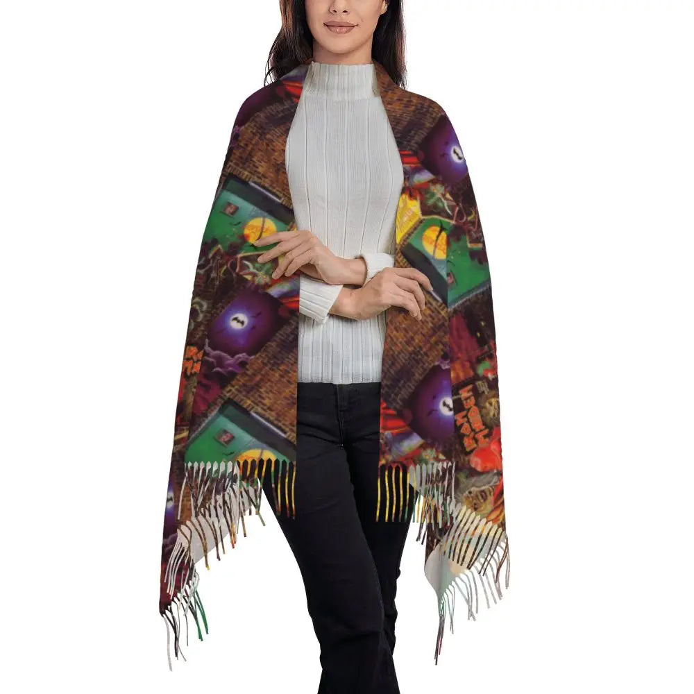 Custom Female Large British Heavy Metal Rock Iron Maidens Scarves Women Winter Soft Warm Tassel Shawl Wraps Scarf