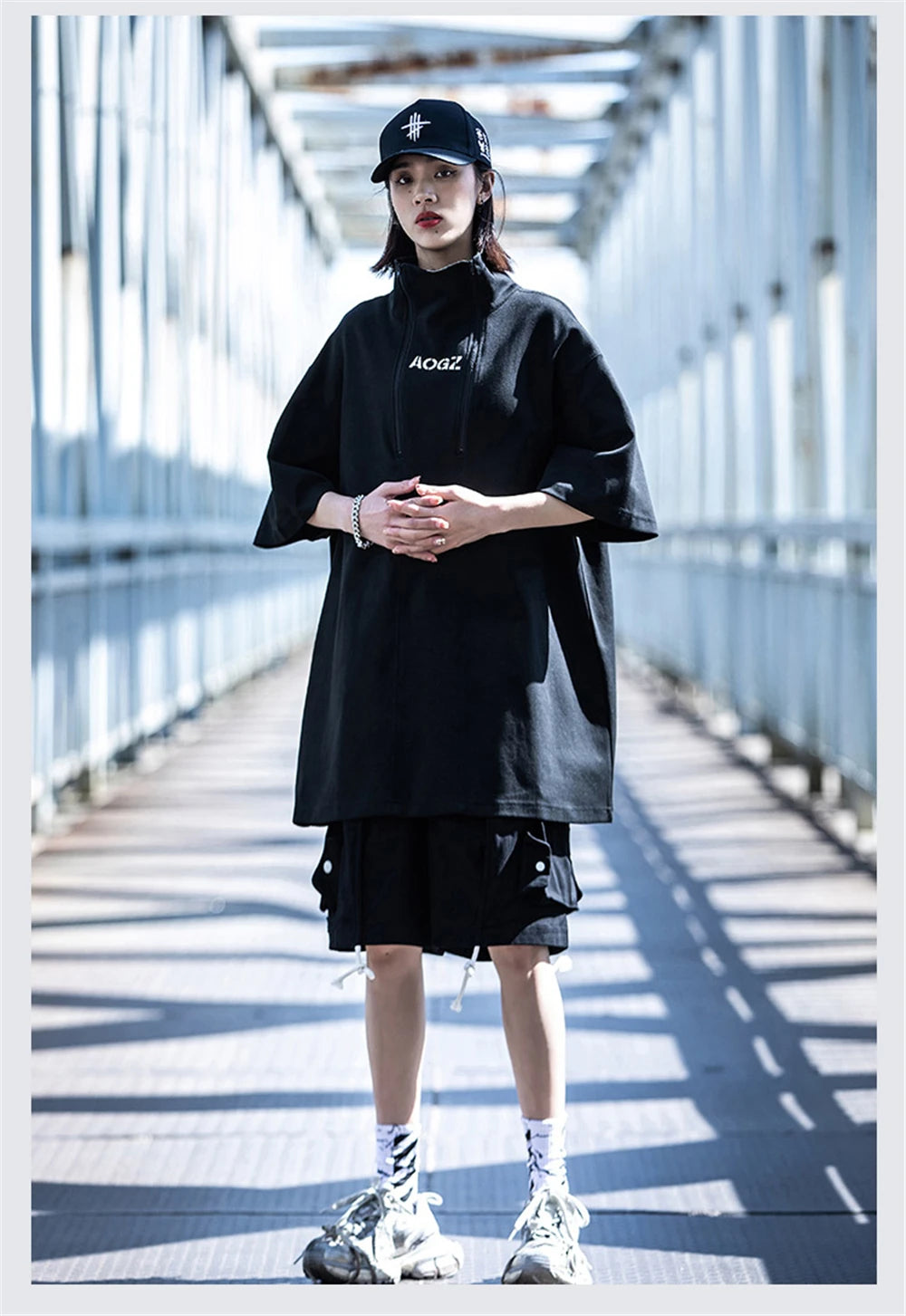 Techwear Turtleneck T-Shirt Men Hip Hop Spring Summer Harajuku Tshirt Loose Short Sleeve Tops Tees Shirts Streetwear