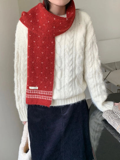 Women's Scarves Korean Retro Fair Island Simple Sweet Versatile Kawaii Wool Winter Thicked Warmth Comfortable High Quality Scarf