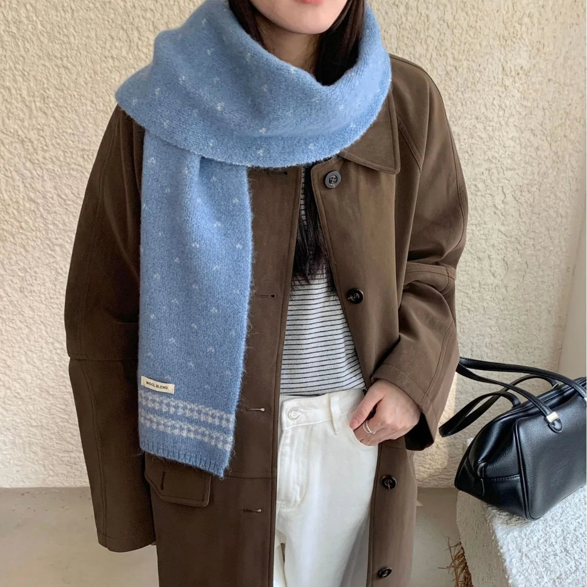 Women's Scarves Korean Retro Fair Island Simple Sweet Versatile Kawaii Wool Winter Thicked Warmth Comfortable High Quality Scarf