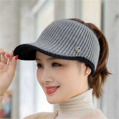 2023 Hats For Women Autumn Winter Sports Empty Top Golf Caps Female Knitted Warm Baseball Cap Fashion Running Golf Sun Hat