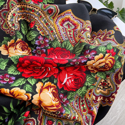 Women Russian Floral Scarf Ethnic Style Square Bandana Head Scarves Ladies Handkerchief Headband Silk Scarf Hair Wraps 2025