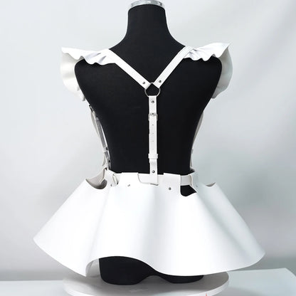 skirt Women's Belts Fashion Leather Body Harness Belt Skirt With Ruffle Hem Gothic Style Waist &Shoulder Belt Clothing Accessory