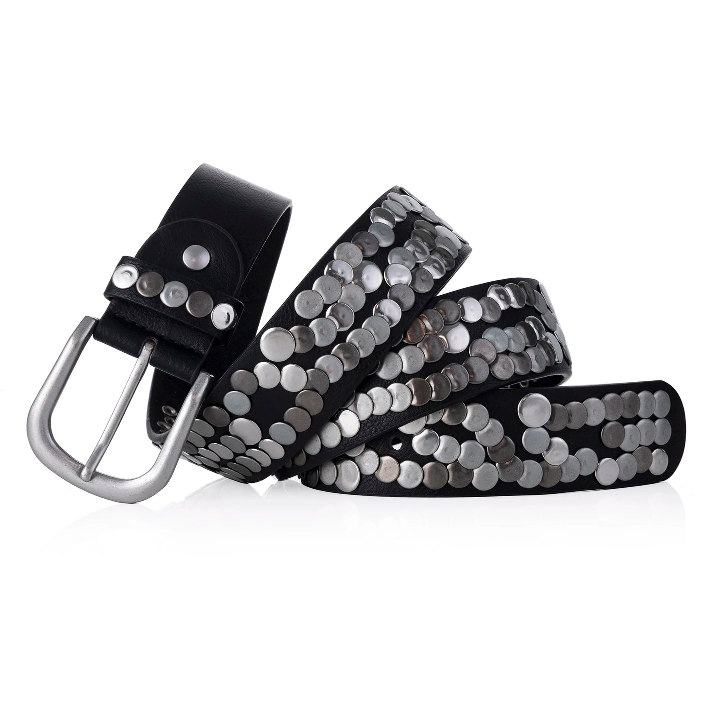 Women Belt Fashion Punk Pin Buckle Vintage Rivets Luxury Lady's Original Leather Belts For Women Jeans Waistband Female