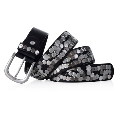 Women Belt Fashion Punk Pin Buckle Vintage Rivets Luxury Lady's Original Leather Belts For Women Jeans Waistband Female
