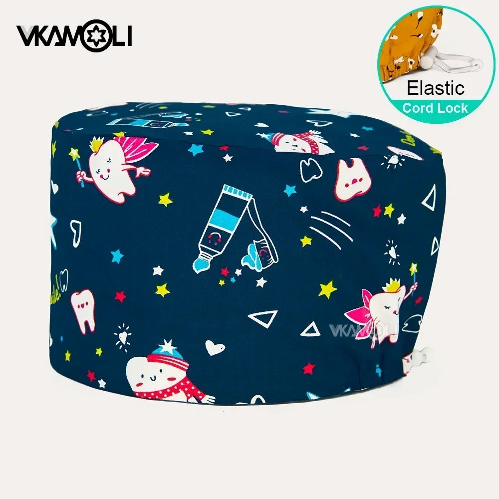 Surgical hats with various prints of rabbits dogs animals designed as hair care hats for doctors and nurses scrub hat