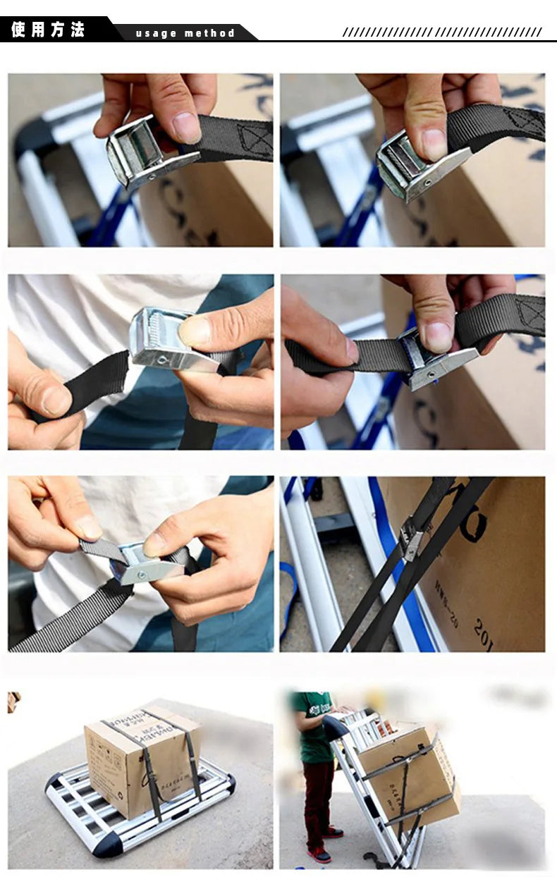 3pcs 2M Buckle Tie-Down Belt cargo straps for Car motorcycle bike With Metal Buckle Tow Rope Strong Ratchet Belt for Luggage Bag