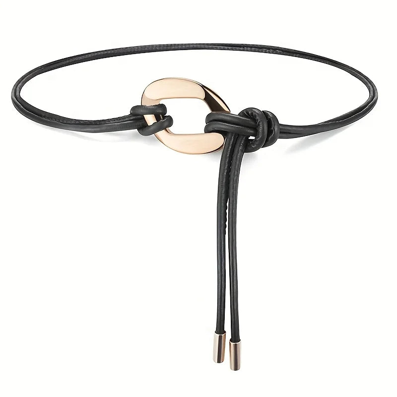 Elegant ladies tie knot belts, retro thin waistbands, fashionable decorative dresses, shirts, coats and overcoats with belts