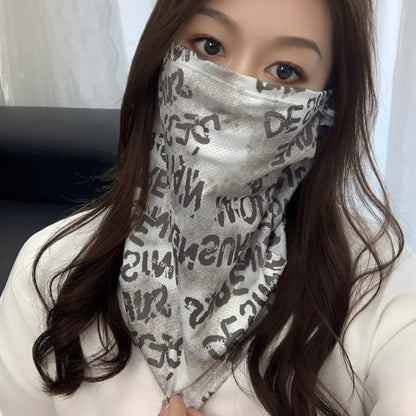 Scarves English Graffiti Sunscreen Face Mask UV Protection Shading Riding Mask Personal Breathable Ice Silk Face Towel Summer