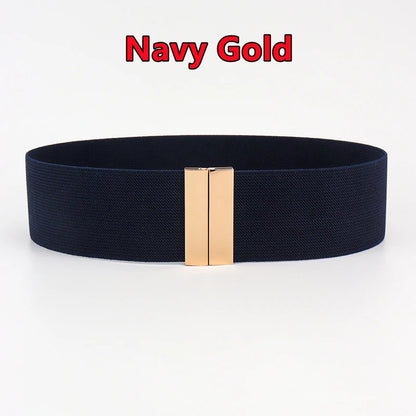 Fashion Women Elastic Band Wide Belts Simple Down Coat Waist Belt Female Buckle Black Strap Dress Decoration Accessories Ladies