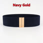 Fashion Women Elastic Band Wide Belts Simple Down Coat Waist Belt Female Buckle Black Strap Dress Decoration Accessories Ladies