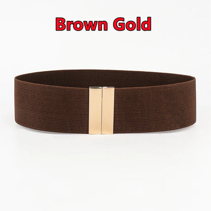 Fashion Women Elastic Band Wide Belts Simple Down Coat Waist Belt Female Buckle Black Strap Dress Decoration Accessories Ladies