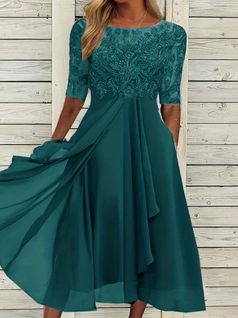 Evening Dress Vestidos Dresses 2025 Woman Elegant Temperament Gentle SlimI Irregular Solid Color Fashion Banquet Chiffon French