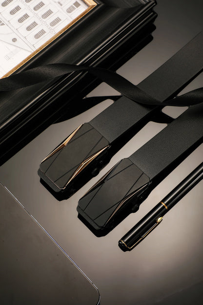 Men's Belts High-Quality Luxurious PU Belts Men's Casual Fashion Toothless Automatic Simple Buckle Belts