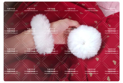 Anime accessories White Fur Hair Ring Japanese Girl Lolita Double Horsetail Hair Ornament Hair Rope kawaii accessories