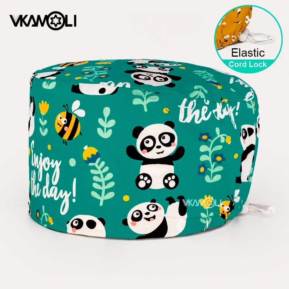 Surgical hats with various prints of rabbits dogs animals designed as hair care hats for doctors and nurses scrub hat