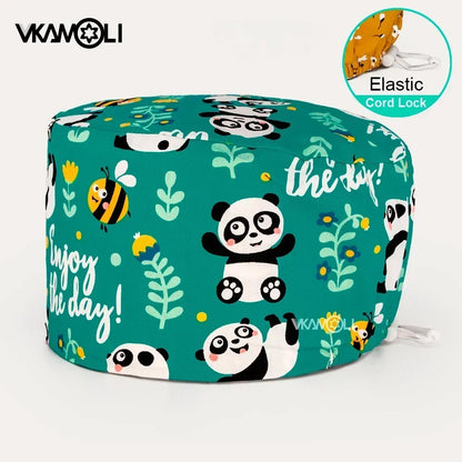 Surgical hats with various prints of rabbits dogs animals designed as hair care hats for doctors and nurses scrub hat