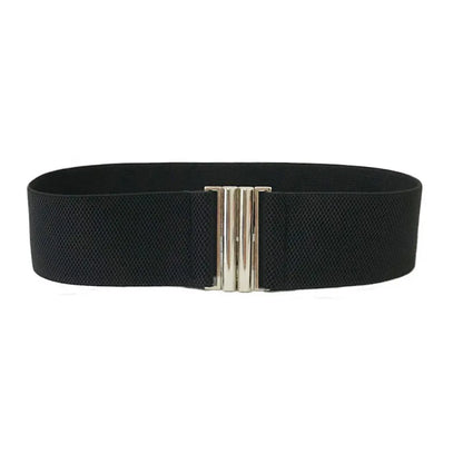 Women Elastic Band Wide Belts Simple Down Coat Waist Belt Female Buckle Black Strap Dress Decoration Accessories