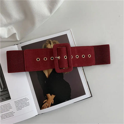 Women Belt Stretch Wide Waist Belts Metal Buckle Leather Strap Female Apparel Accessories Dress Waist Apparel & Accessories