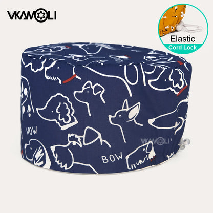 Surgical hats with various prints of rabbits dogs animals designed as hair care hats for doctors and nurses scrub hat