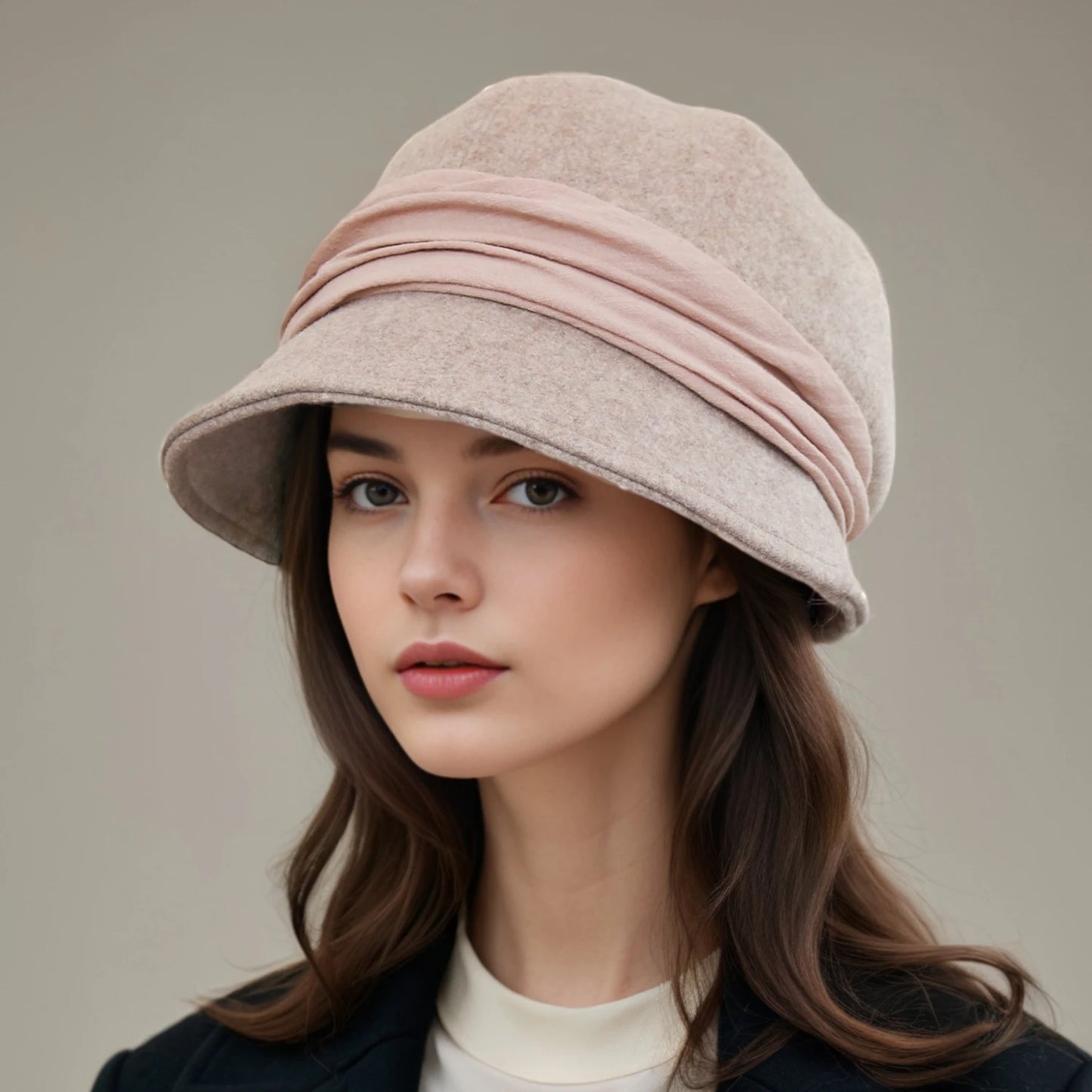 Hats for women in autumn and winter versatile woolen hats Japanese retro elegant temperament celebrity fisherman hat warm wide b